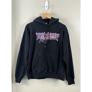 Thrasher Magazine Vice Logo Hoodie Black Graphic Men's Sz Medium Skate